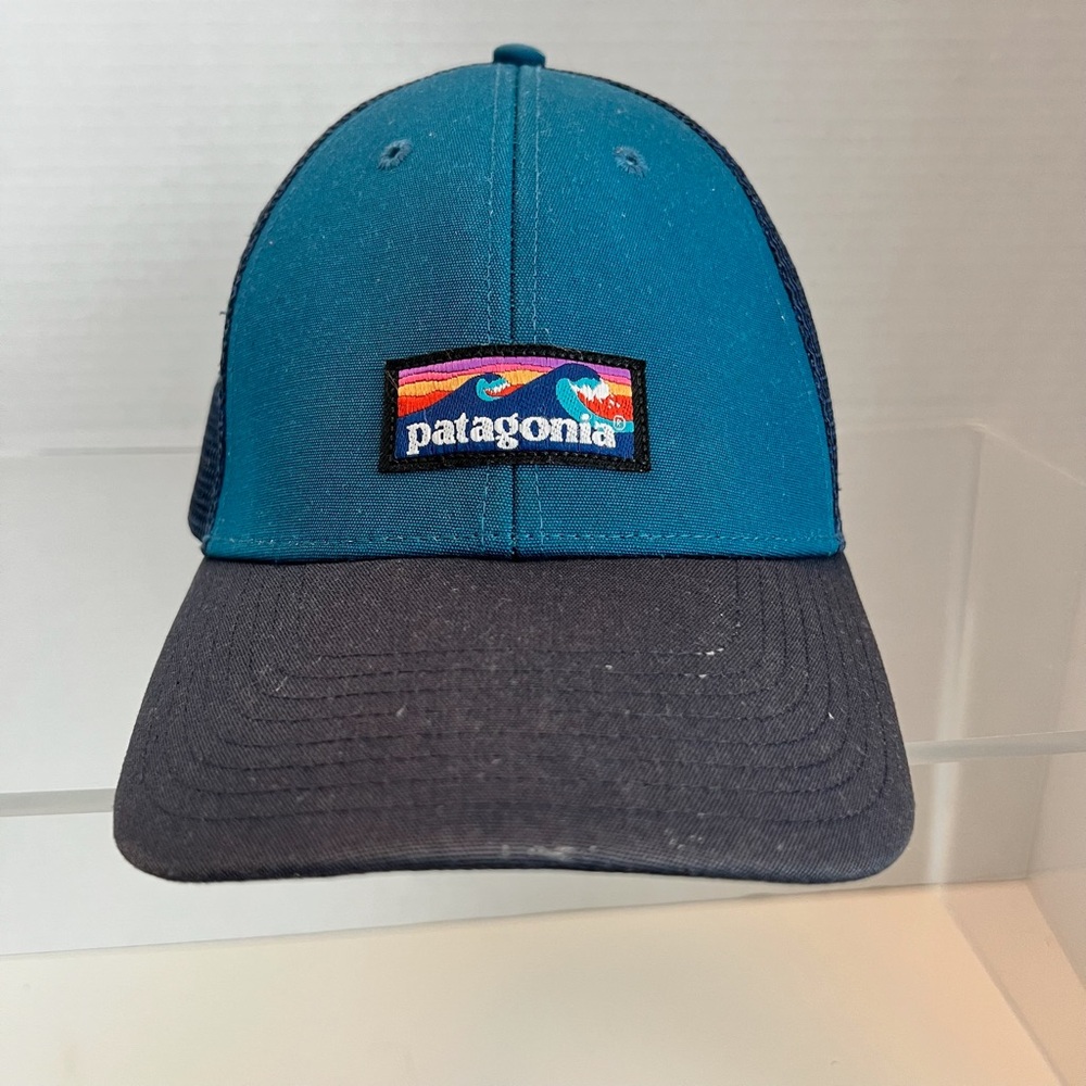 Patagonia Board Short Label Lopro Trucker Snapback Wave Hat Meshback Blue